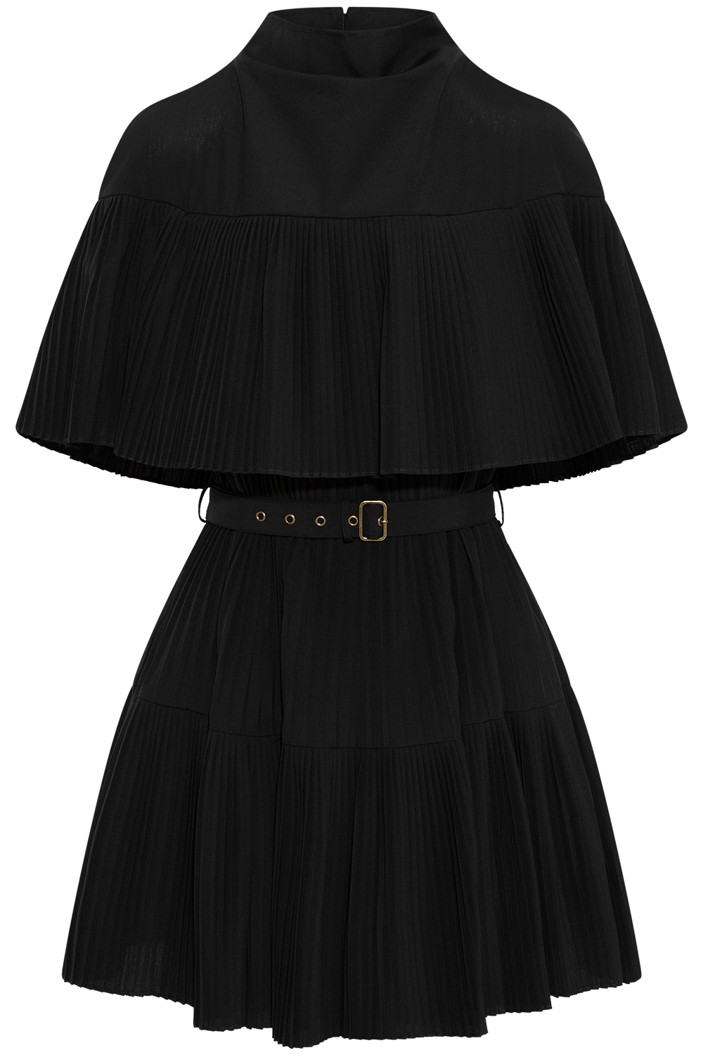 Mini-robe plissée en laine Lucille - Noir