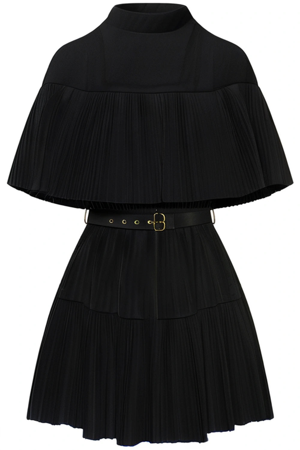 Mini-robe plissée en laine Lucille - Noir
