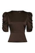 Blouse Benua en satin épais - Marron foncé