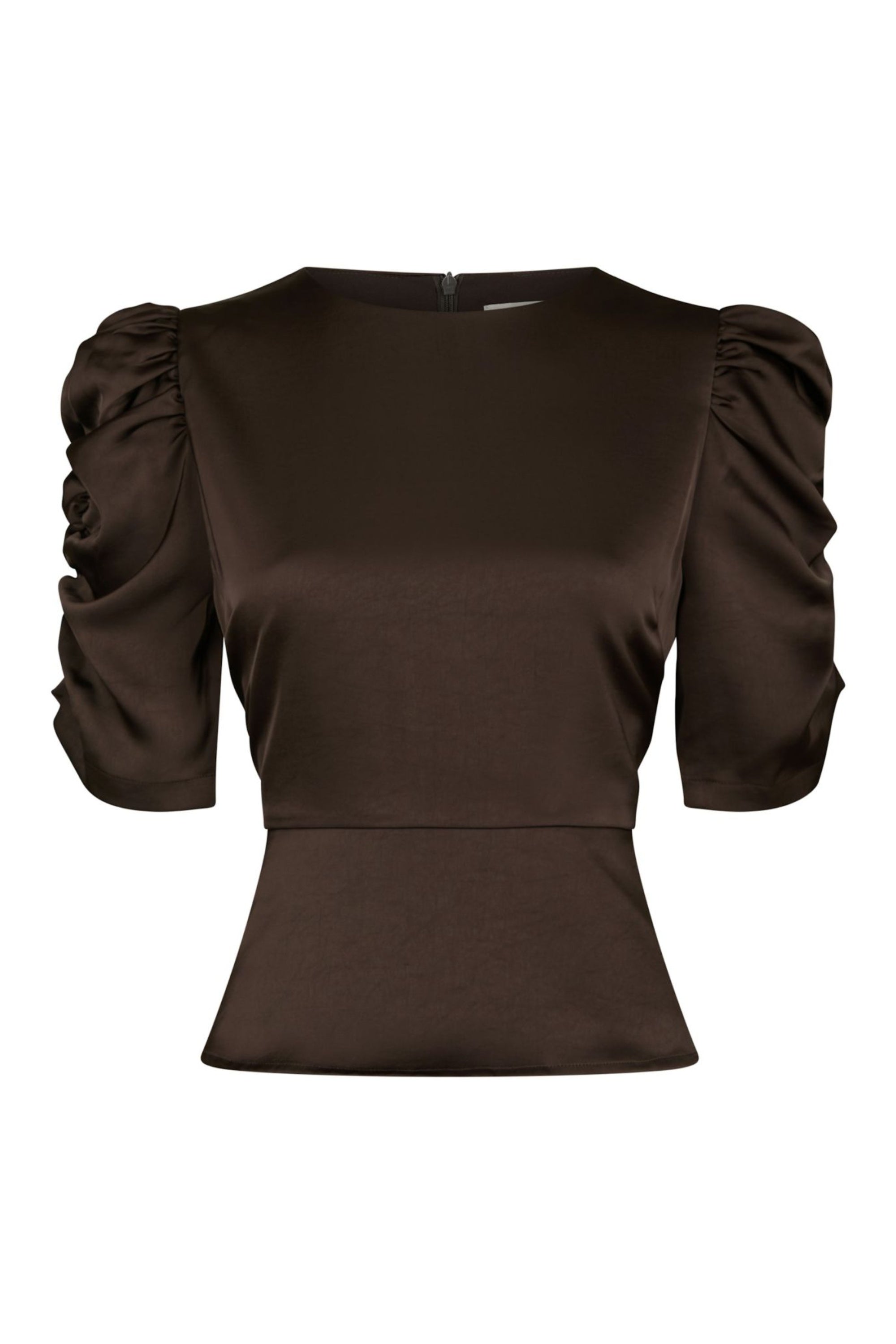 Blouse Benua en satin épais - Marron foncé
