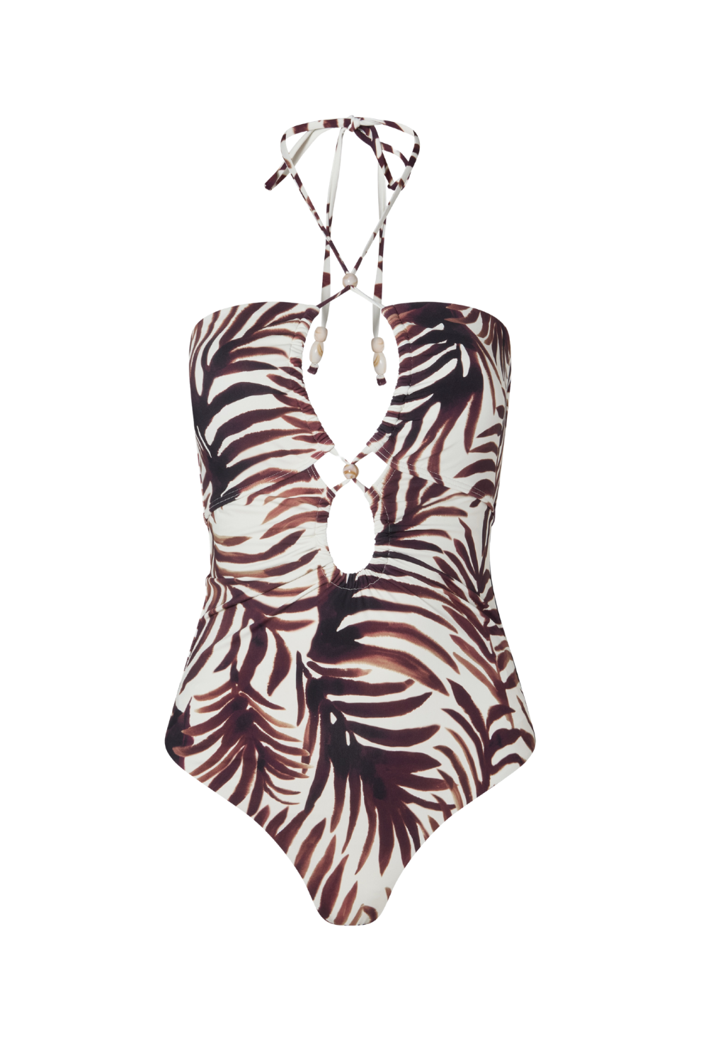 Maillot de bain bandeau découpé Idalia - Feuille brûlée