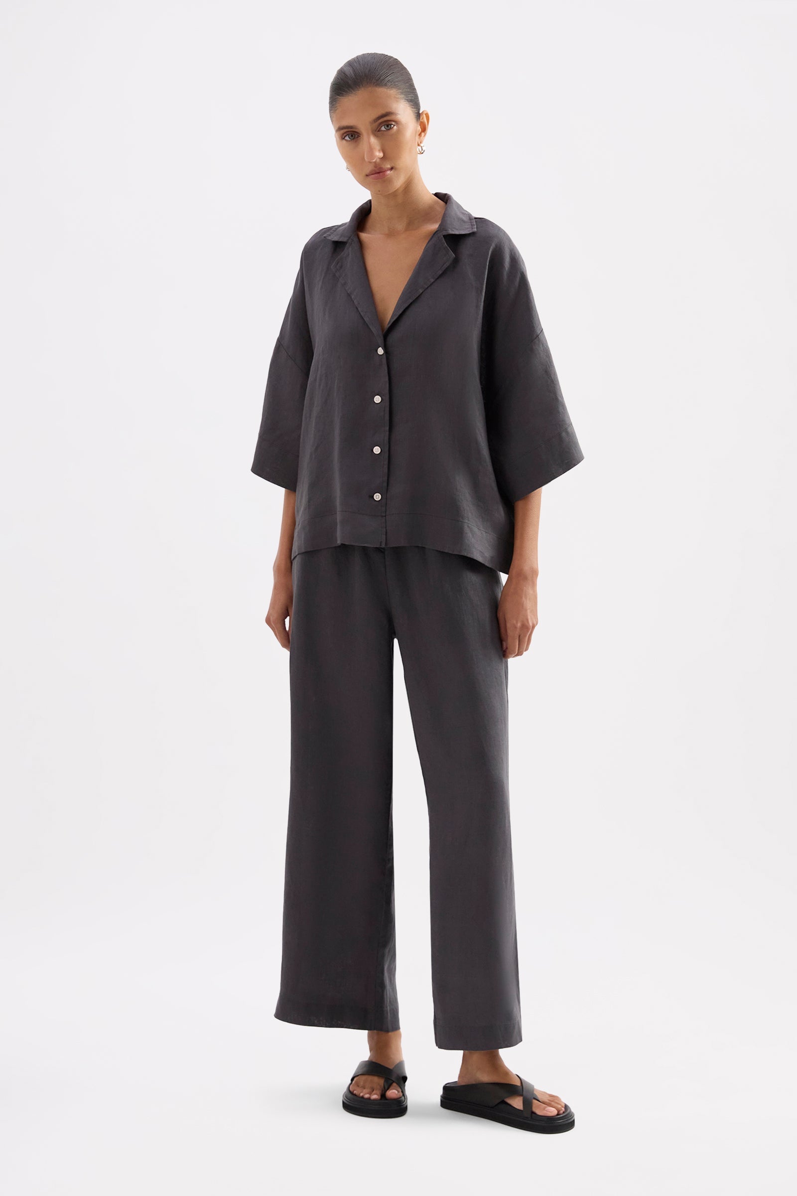 PANTALON LOUNGE COURT EN LIN