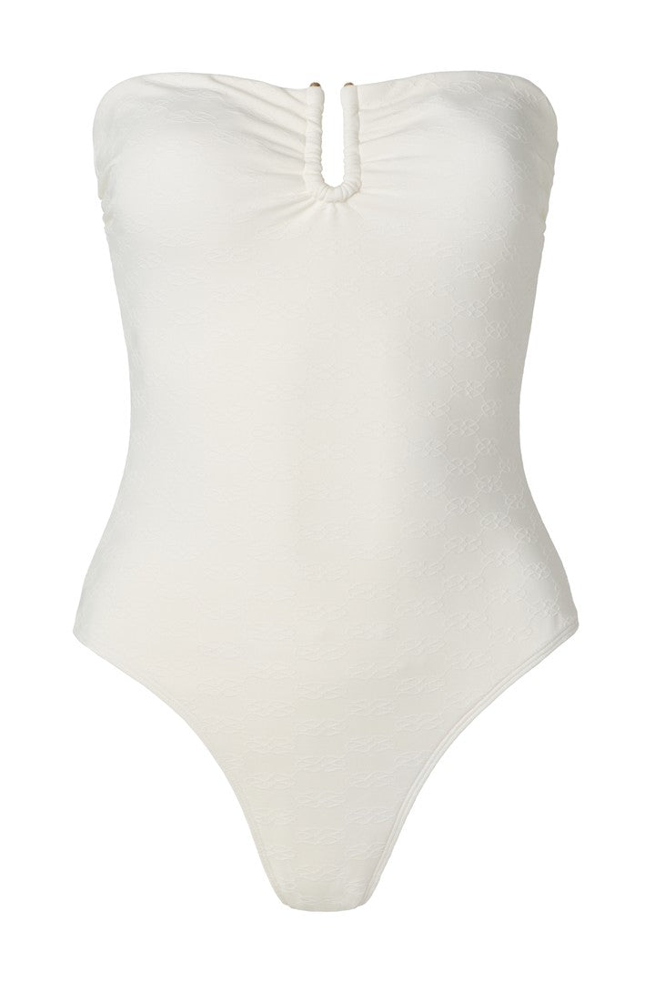 Maillot de bain bandeau orné doré - Vanille