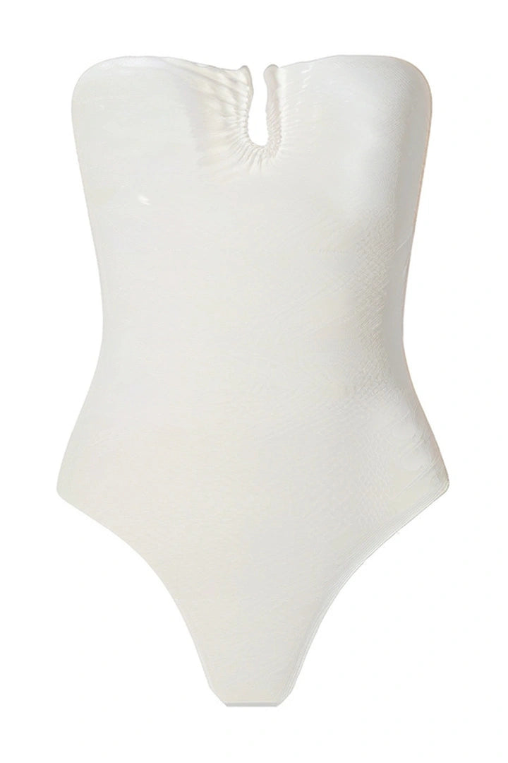 Maillot de bain bandeau orné doré - Vanille